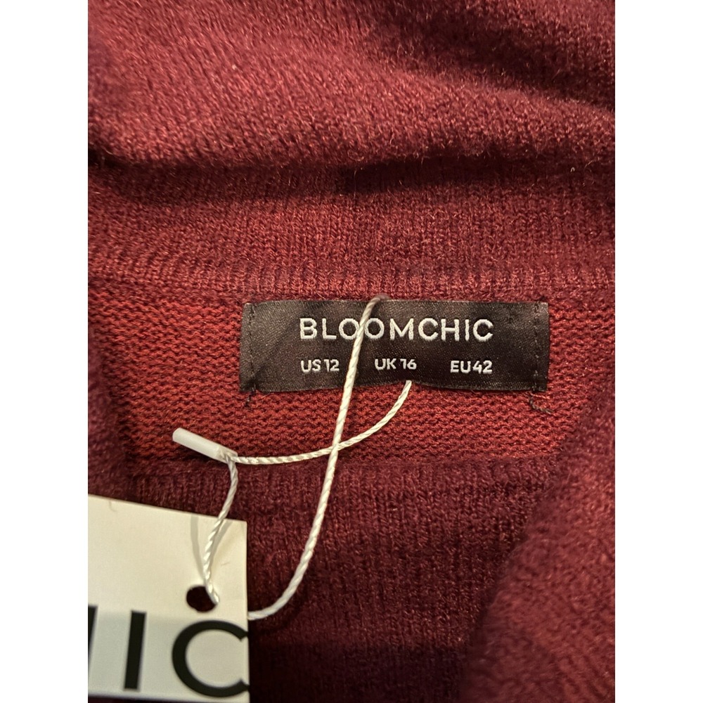 NWT Bloomchic Sweater Womens 12 Red Cowl Neck Burgundy Sweatshirt - Picture 3 of 6